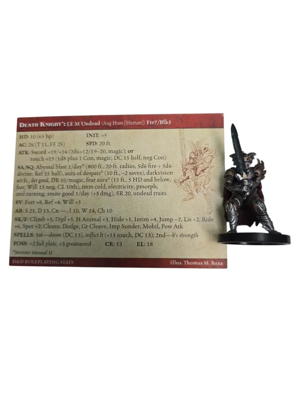 Death Knight 33/60 W/ STAT CARD Dungeons and Dragons Miniature Human Undead